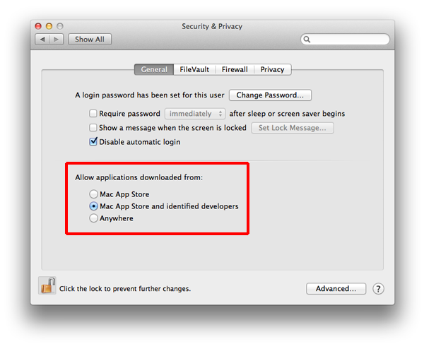 Allow Mac App Store and identified developers