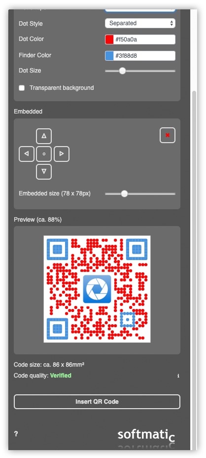 QR Code avec icon image dans InDesign document