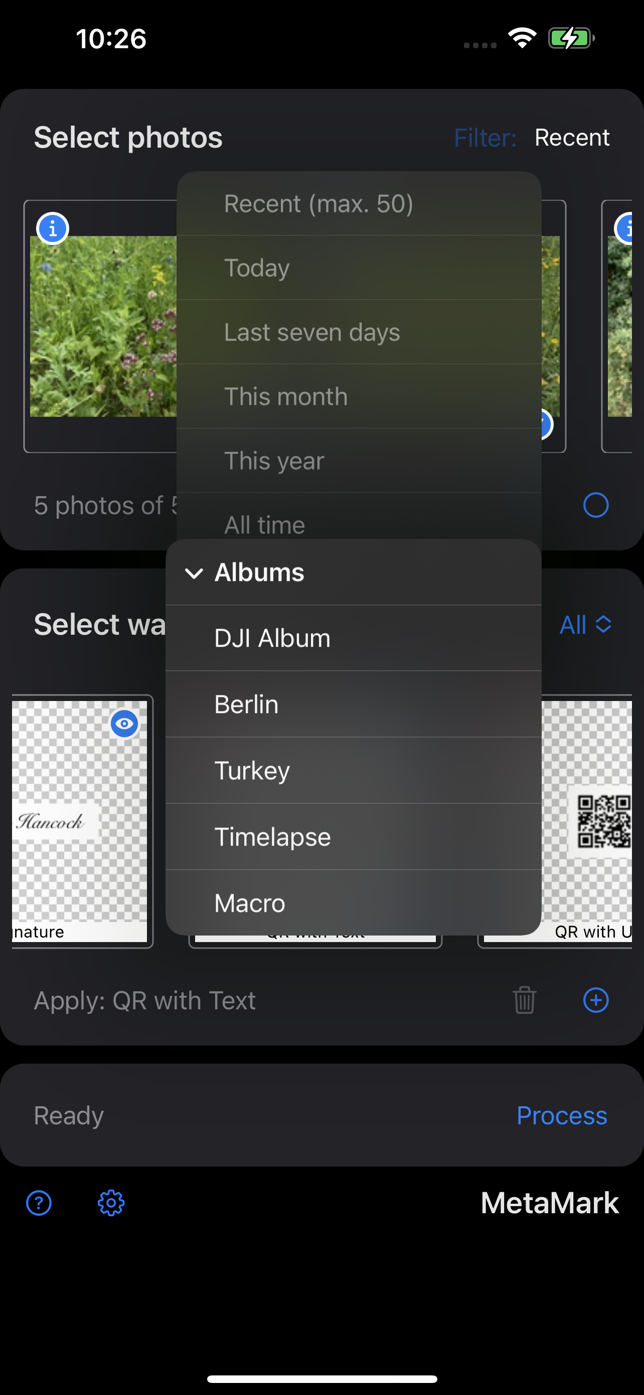 MetaMark Watermark Filter Photos and Albums on iPhone