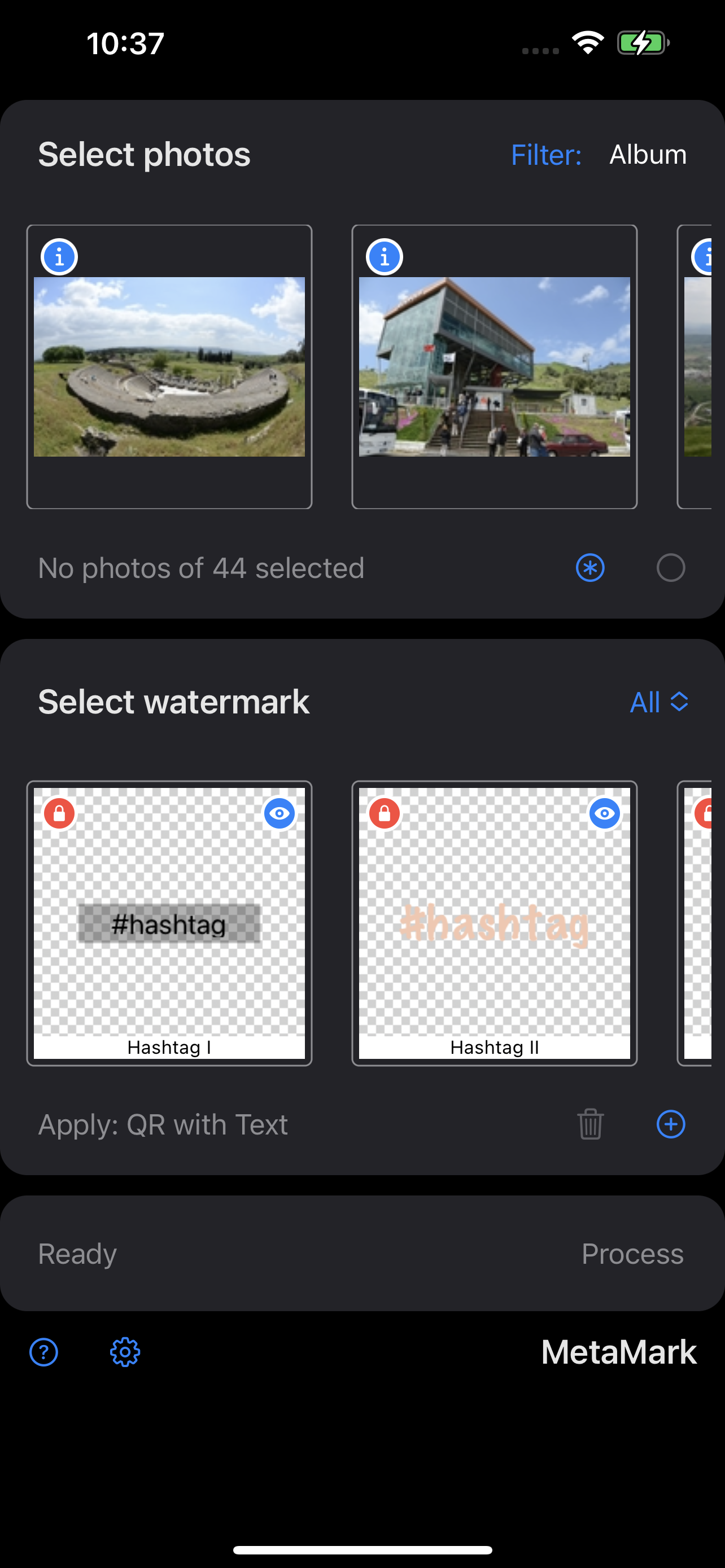 MetaMark Watermark Photos on iPhone Watermark Templates Predefined