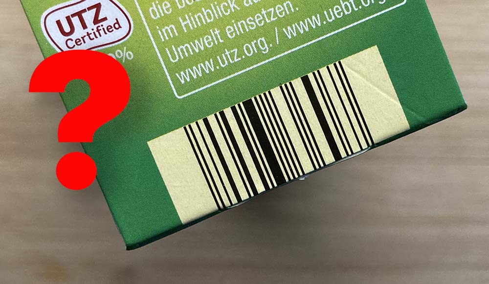 Screenshot: Unbekannter Barcode auf einer Produktverpackung?