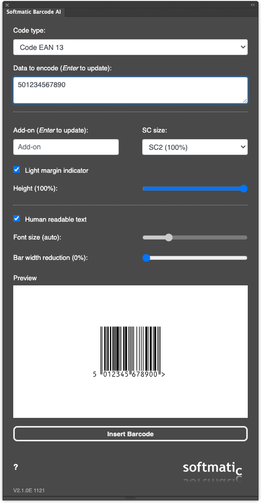 Illustrator enter data for barcode