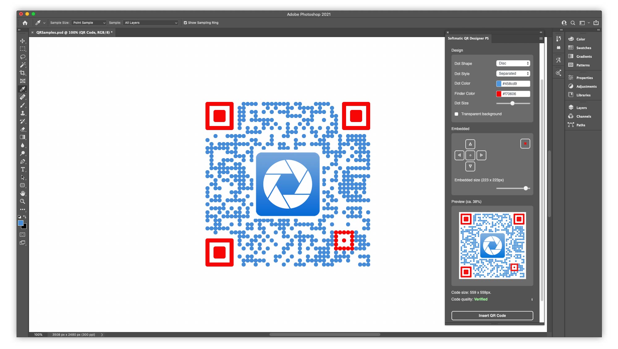 Embed Logos Icons in QR Code in Photoshop